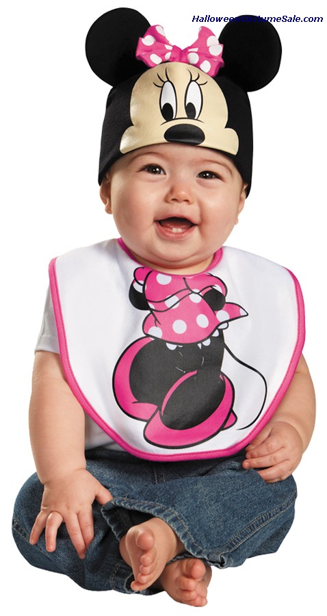 PINK MINNIE MOUSE BIB WITH HAT