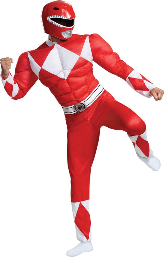 Mens Red Ranger Classic Muscle Costume - Mighty Morphin