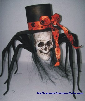 SKULL SPIDER WITH TOP HAT 35in