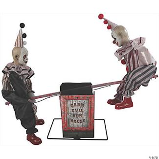 Animated See-Saw Clowns Halloween Decoration