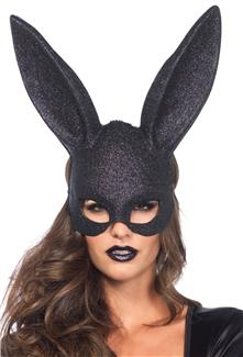 Womens Black Glitter Rabbit Mask
