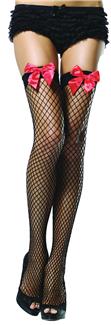 THIGH HIGH FISHNET STOCKINGS WITH BOW
