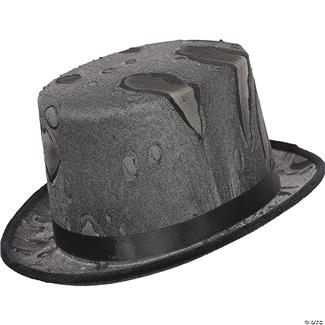 Adults Black Tattered Top Hat