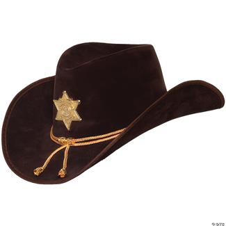 Adults Brown Cowboy Sheriff Hat with Rope Hatband