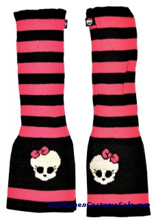MONSTER HIGH BLACK WITH PINK STRIPES KNIT CHILD LEG WARMERS
