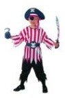<span class="Apple-style-span" style="font-size: medium;">Arrr maties! Pirate boy costume, this traditional pirate costume includes pants, red and white shirt, pirate belt w/ skull and crossbones logo, and red and white headband.</span>
