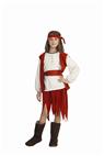 Buccaneer Girl Child Costume includes beige top with brown dress, sash &amp; headband, 70 d polyester.