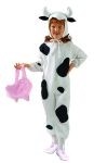 Cow costume includes jumpsuit, pink bag, and hood. For the infant &amp; toodler, no tail attached in the back. The child suit includes jumpsuit, hoods and tail attached in the back. For child size no pink bag. The hood may be slightly different.