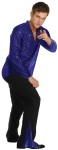70s Dance Fever costume includes sequin top. Shirt is made of gold sequin knit fabric.  Costume fits a 46" chest size.