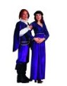 Renaissance King costume - Top is one piece purple vest with white sleeves, attached white facked "v" shape shirt (neck area only) &amp; white collar with attached open purple sleeve skirts. Pants are also included.