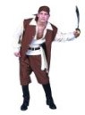 Caribbean Pirate costume includes : Long jacket, buccaneer shirt, vinyl belt with sash, pants &amp; bandanna.