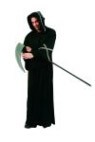 King Warrior costume includes hooded robe with trims on hood and sleeves.