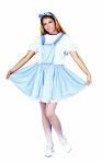 Prairie girl costume includes polyester blue and white checked dress. Headband with bow is also included.