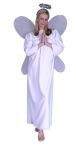 Angel costume includes plain white polyester gown with yoke neckline &amp; Halo headband.