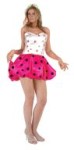 Strawberry Puff costume includes satin dress &amp; headpiece.