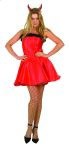 Ms Demon costume includes satin dress with invisible zipper, clear shoulder straps, sewn in petticoat skirt &amp; sequin devil horns. Also available in Plus Size:&nbsp;<a href="/MS-DEMON-COSTUME-Grp-123Z81475-plus.aspx">Z81475-plus</a>.