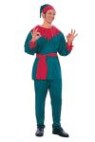 Santas Helper costume - Costume for elves includes green tunic, pants, hat with red trim and red sash.