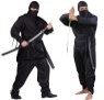 Ninja costume includes top, pants, hood, sash &amp; face scarf.
