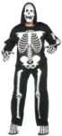 Skeleton Costume includes jumpsuit with 3-D skeleton, mask, gloves and feet.