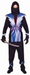 Ninja Master costume includes hooded top with blue armour, pants &amp; face scarf. Gloves not included.