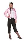50s Pink Lady costume includes white blouse, peddle pushers with sequin belt &amp; scarf.