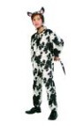 Cow costume includes jumpsuit with tail &amp; hood.
