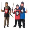 Medieval Knight costume includes 3 pieces : pants, shirt and fabric helmet.
