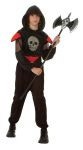 Fatal Warrior costume includes hooded top with glow in dark skull, pants & belt.
