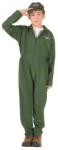 Air Force Pilot costume includes green khaki jumpsuit with zippered front. Helmet, wings and flag patch not included.