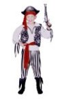 Buccaneer Pirate Boy costume includes headband, shirt, vest, sash and pants.