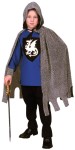 Medieval Knight costume includes top, pant and cape with hood attached.
