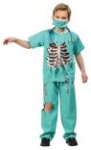 Scary ER Doctor Costume includes top with 3-D chest, pants, mask and stethoscope.