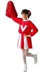 Cheerleader costume - Rah! Rah! Rah! This cheerleader costume includes : long sleeve shirt with a letter v in the center, red/white pleated skirt. (Pom poms sold separately) made of brushed polyester knitting.