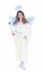 Heavenly Angel costume includes panne velvet dress with silver trim. Maribou halo. Wings and shoes not included.