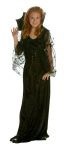 Darkness costume includes velvet dress with colar &amp; spider web lace sleeves and foamed.