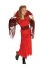 Vampiress costume includes velvet dress with lace sleeves and collar, lace laminated belt.