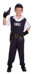 SWAT Child Costume - Includes white shirt, foamed vest, cap, and belt. Pants NOT included.  Made of Poplin/Vinyl fabric.