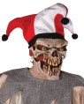 Die Laughing Latex Mask - This evil jester will eat your face off. Skeletal latex demon mask with cloth jester hat attached. Plastic eyes make this mask all the more realistic.