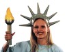 Liberty Set - Includes a 7-point plastic crown (17) with white elastic chin strap, 14 torch made from a plastic flashligth with a molded colorful frame attachec. Torch requiries 4 D size batteries. Not included.