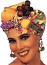Fruit Headpiece - In the tradition of Carmen Miranda this colorful turban has assorted fruit. One size fits most adults.