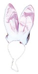 Deluxe Bunny Ears - 12 inch tall with white fur may have lining in either white, blue or pink.  Ears are on a rigid headband with an elastic chin strap. Our choice please.