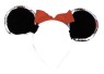 Deluxe Mouse Ears - Black felt ears with sequin trim and a colorful red bow. One size - fits adult or child!