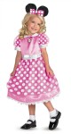 Clubhouse Minnie Child Costume - A childs Disney dreams will come true when wearing this wonderful costume. Costume includes pink dress with white polka dots with character cameo and matching headband with mouse ears and bow. 