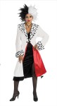 This Deluxe Cruella DeVil Prestige Adult Costume includes: Soft Velvety Dress, Deluxe Coat with plush Cuffs and Collar. Fits most adults up to size 16.