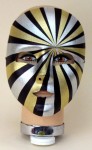 Psycho Full Mask - Black, gold and white full face mask with ellastic band attached.