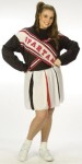 Cheerleader Spartan Girl Adult Costume (Plus Size) - Includes top with imprinted Spartan logo and pleated skirt. Plus size.