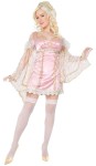 Playboy Princess Adult Costume - Features delicate satin dress with jeweled empire  waistline, embroidered lace sleeves with gold trim,  Playboy Rabbit Head crown and matching thigh-high  stockings. 