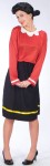 Olive Oyl Adult Costume - Includes one piece two-tone dress with white scalloped collar and gathered waist. Also includes classic look wig. 