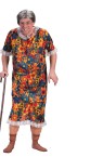 Groppin Granny Adult Costume - This Old Bag is ready for action!  Includes: old-look, flowered dress with open front.  Flesh colored bodysuit with female parts and socks.  Wig and cane not included. One size fits most adults.