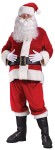 Rich Velvet Santa Adult Costume - Deluxe Velour trimmed with fake rabbit fur. Includes jacket with zipper front and belt loops, pants with side pockets, hat, belt, boot tops and deluxe snap closure gloves.